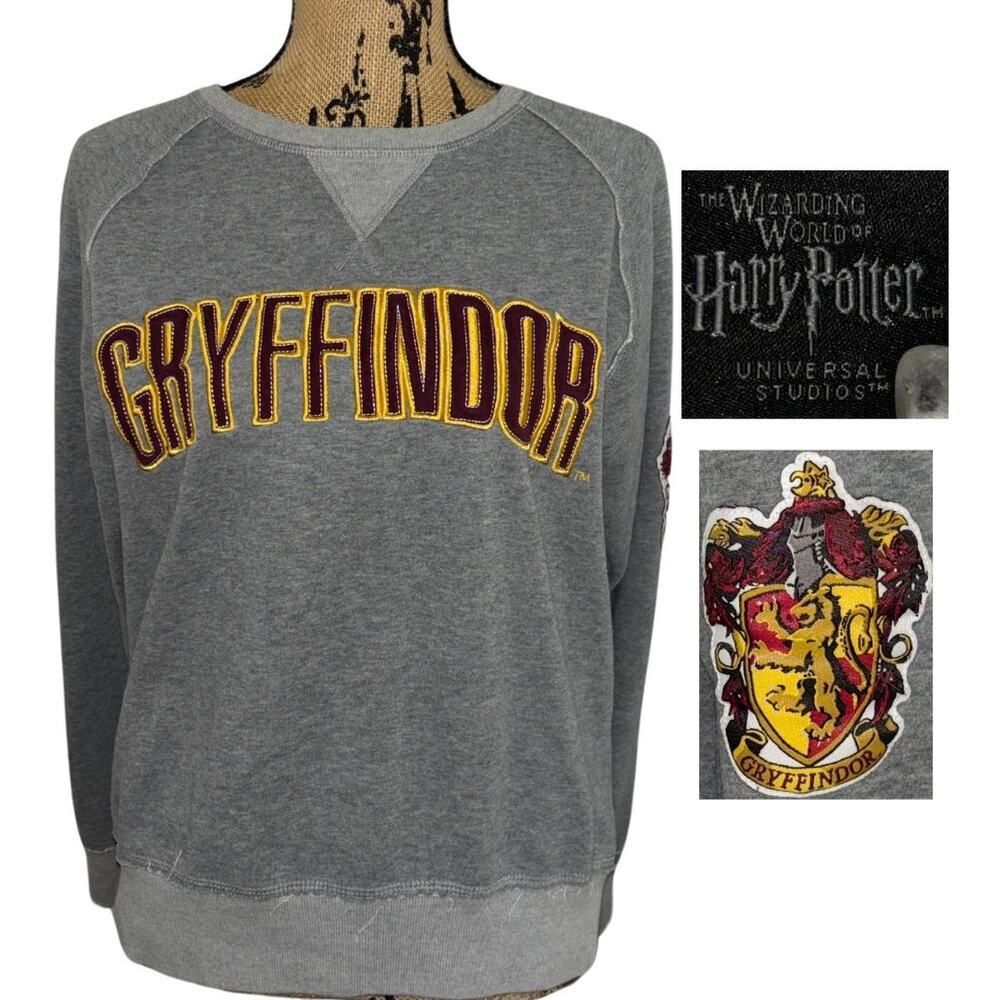 Harry Potter Universal Studios Gryffindor Crewneck Sweatshirt Gray Size Small
